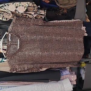 New Blouse Top Print Cap Sleeve Dressy Work Small Pink Black Mauve Ruffle